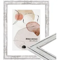 WandStyle Bilderrahmen Silber 40x50 cm aus Holz im Vintage-Stil