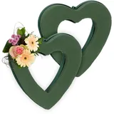 Relaxdays Steckschaum Herz 2er Set 24 x 23 x 4 cm grün