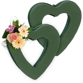 Relaxdays Steckschaum Herz 2er Set 24 x 23 x 4 cm grün