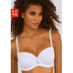 Balconnet-BH LASCANA, Damen, Gr. 95, Cup B, weiß, Microtouch, Obermaterial: 82% Polyamid, 18% Elasthan, feminin, figurbetont, BHs Balconette-BH Schalen-BH T-Shirt-BH BH Spitzen-BH Bügel-BH, aus feiner, blumiger Spitze, Dessous