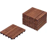 Beliani Terrassenfliese Akazienholz Braun 30 x 30 cm 10 St.
