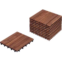 Beliani Terrassenfliese Akazienholz Braun 30 x 30 cm 10 St.