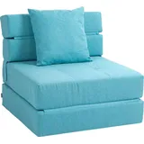 Homcom Schlafsessel 2-in-1 Polyester 70 x 61 x 70 cm Blau mit Kissen