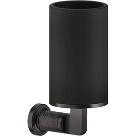 GESSI Inciso Becherhalter zur Wandmontage, mit festem Becher schwarz matt, 58508707, Farbe: Metall Schwarz gebürstet