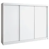 mebloland Schwebetürenschrank Mero 3-türig Schrank 200 cm mit schublade (Weiß,