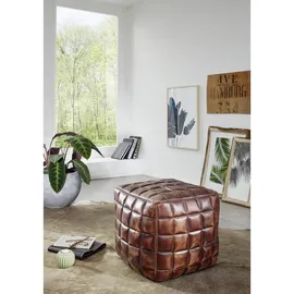 Wohnling Sitzwürfel 39 x 41 x 39 cm Braun Leder