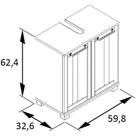 Schildmeyer Waschbeckenunterschrank Jelda 59,8 x 62,4 x 32,6 cm Platingrau/Eiche
