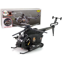 LEAN Toys Spielzeug-Hubschrauber Militärhubschrauber Flügel Lichter Batterie Lichter Sounds Spielzeug schwarz