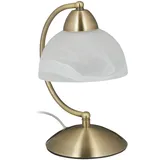 Relaxdays Tischlampe Touch, Retro Design, E14-Fassung, dimmbare Nachttischlampe, Glas & Eisen, hbt 25 x 15 x 19 cm, gold