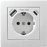 McPower Schutzkontakt-Steckdose "Flair", 1x USB-C - 18W Quickcharge - 1x USB-A, weiß, matt - Weiß