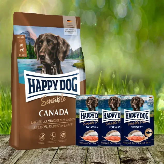 Happy Dog Supreme Sensible Canada 11 kg + Happy Dog Sensible Pure Norway 3 x 400 g