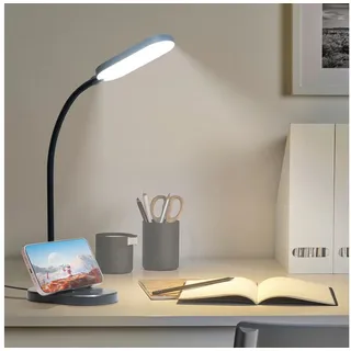 lqwell LQWELL® LED Schreibtischlampe Studienlampe für Heimbüro, 360° Flexibel Touch-Steuerung Tischleuchte mit Telefonhalter (Schwarz)