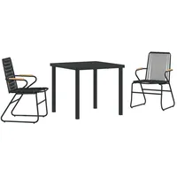 VidaXL 3-teilige Garten-Essgruppe Schwarz PVC Rattan
