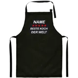 Ferocity Personalisierter Kinderschürze Kind Malschürze Kunstkittel Kochschürze Apron Werkschürze mit einem motiv schwarz Beste Koch Name [074] - 60 - 44 cm