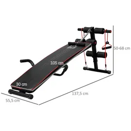 Homcom Sit-Up-Bank inkl. Widerstandsbänder schwarz/rot
