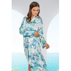 Jadee Morgenmantel Daybreak, Seide, Kimono-Kragen, Bindegürtel blau S = D36