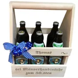 Der massive Flaschenträger - Bierträger, Männerhandtasche, Biertaxi, Werkzeugkiste - wahlweise mit und ohne Metallöffner Erle - Gravurfähig