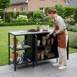 casa.pro Outdoorset Bolognano Standregal und Schrank Schwarz, matt