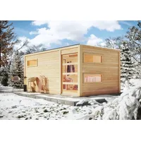 Karibu Hygge inkl. 9 kW Bio-Kombiofen + int. Steuerung + Dachkranz
