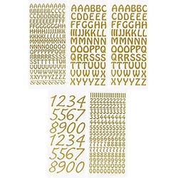 Klebesticker "Buchstaben & Zahlen", gold, 23 x 10 cm, 5 Bogen