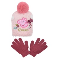 Peppa Pig Bommelmütze Peppa Wutz Kinder Mädchen Winter-Set Winter-Mütze Handschuhe (SET) rosa 52