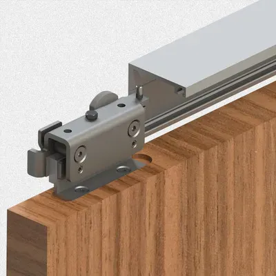 Schiebetürbeschlag,mit Laufschiene, 2000mm, Klarglas (ESG),silberfarbig