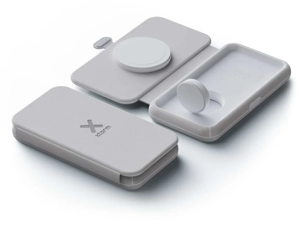 Xtorm Faltbares kabelloses Reise Ladegeräte 3 in 1, USB-C, für Apple Watch, Air Pods und Smartphone