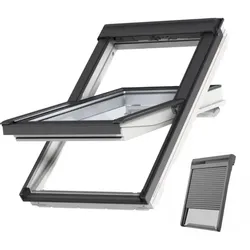 VELUX GGU 0068 inklusive Solar Rollladen dreifach verglast Sparpaket und Eindeckrahmen