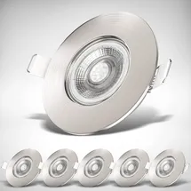 B.K.Licht LED Einbauleuchten, matt-nickel 6er Set 5W