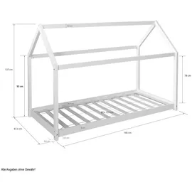 Homestyle4u Hausbett Kinderhaus 80 x 160 cm Kiefer grau