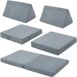 [en.casa] Kindersofa Norhulta 120 x 66 x 46 cm Cord grau