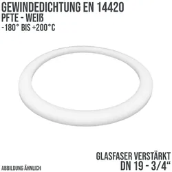 3/4 Zoll Gewindedichtung EN 14420 Teflon (PTFE) glasfaser weiß DN 19"