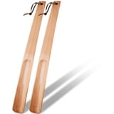 OneBarlercorn - 2Pcs Schuhlöffel,Schuhloffel Langer Schuhlöffel Holz Lang Schuhanzieher Lange Schuhloeffel Schuhanziehen Shoe Horn Design aus Holz Lang Stabil,38cm(Hellbraun) - 15inch(38cm)