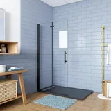 AICA Walk In Duschwand 6mm Nano Esg Schwarz 120x195cm Dusche Duschwände Duschabtrennung Falttür Duschkabine