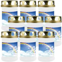 HS Candle Grabkerze (9-tlg), Grabkerze Brenndauer 40 Stunden viele vers. Variationen und Motive weiß