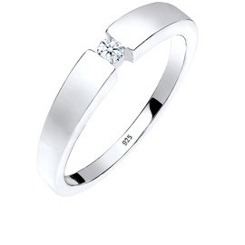 Elli DIAMONDS Klassisch Bandring Diamant 0.06 ct. 925 Silber Ringe Damen