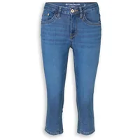 Tom Tailor Damen TTLENE SLIM Capri Jeans mit hohem Stretch, blau, Uni, Gr. 30