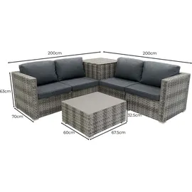MONSTER SHOP Rattan Modular Gartenmöbel 6-tlg. grau