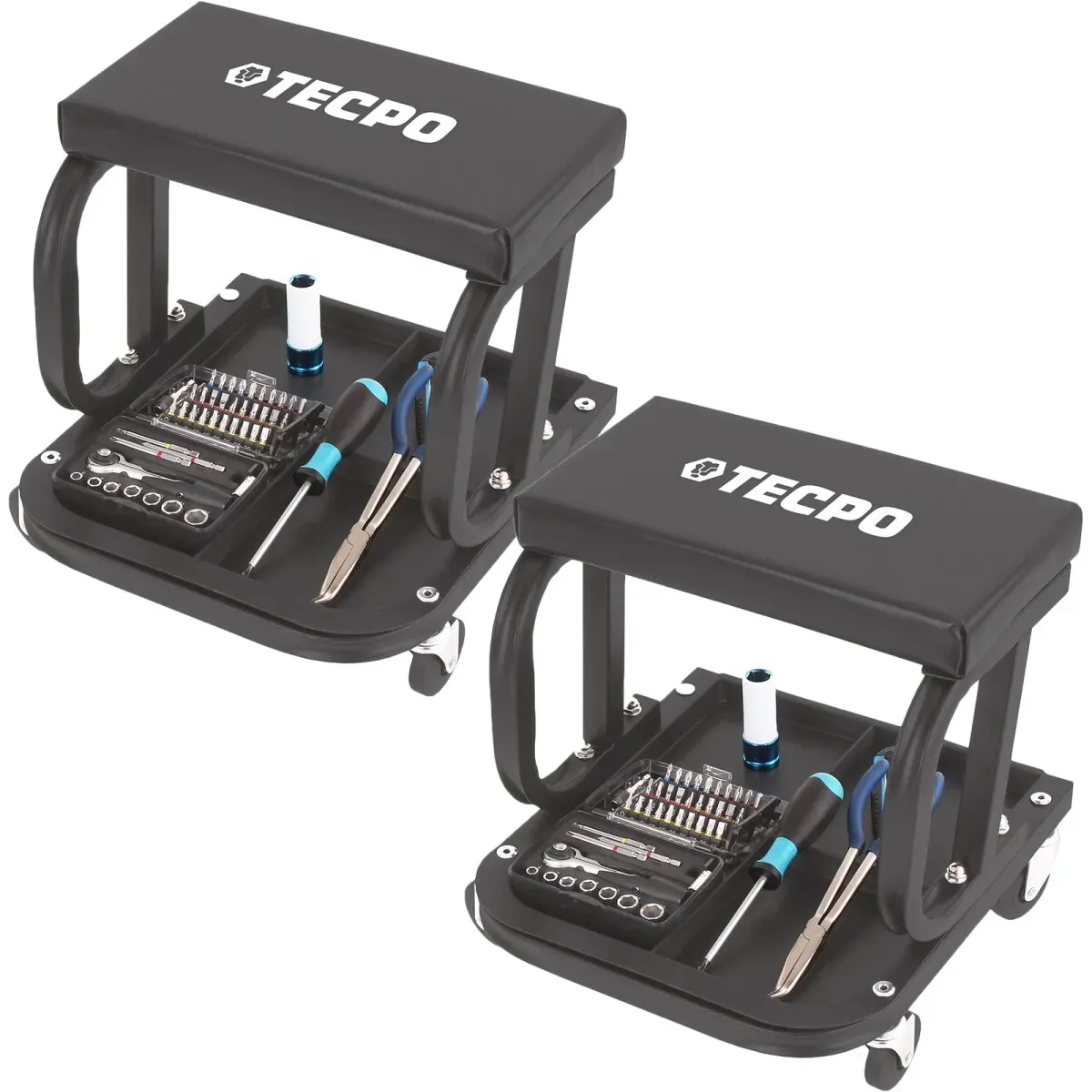 2x TECPO Werkstatt-Rollsitz mit Ablage KFZ Rollhocker