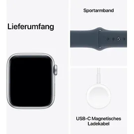 Apple Watch SE 2023 GPS 40 mm Aluminiumgehäuse silber, Sportarmband sturmblau S/M