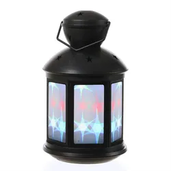 LED Laterne farbiges bewegtes Sternenmuster Sterneneffekt Dekolaterne schwarz