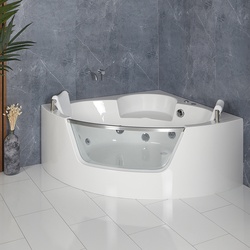 Whirlpool-Eckbadewanne in Chrom, 140cm x 140cm - Breeze Hudson Reed