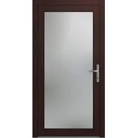 Kunststoff Nebeneingangstür "EMILY-Q" Extra Sicher 71 mm Vollglas Mahagoni holzähnlich beidseitig innen öffnend DIN rechts