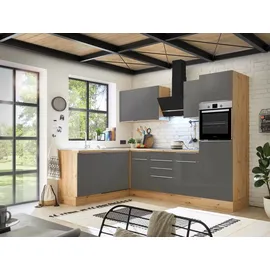 Respekta Winkelküche Marleen Premium L-Form 280 cm Grau Artisan Eiche