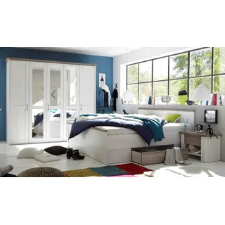 Bega KOMPLETT SCHLAFZIMMER DOPPELBETT BETT NAKOS KLEIDERSCHRANK LUCA PINIE WEISS LANDHAUS