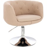 SVITA PANAMA Retro Loungestuhl Cocktailsessel Tellerfuß Metall Stoffbezug Beige