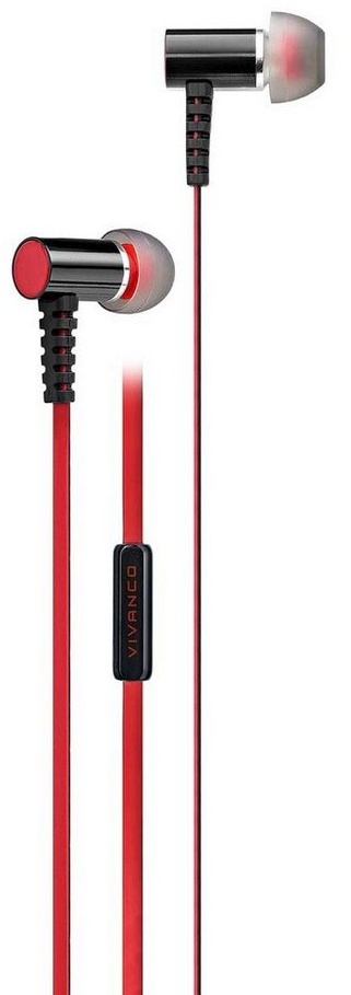 Vivanco Smartphone-Headset (Premium Metallic Design, Mit Telefonfunktion, Extrastarke Zugentl) rot
