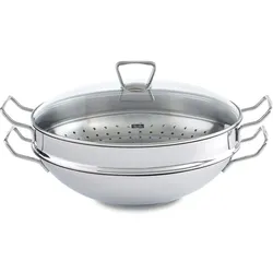 Fissler - Nanjing - Wok mit Glasdeckel und Dampfkorb 35 cm