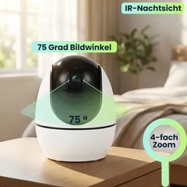 ideoon HD Überwachungskamera mit Monitor Schwarz