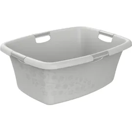 Rotho Wäschekorb Flowers 50 l grau 65,1 x 48,6 x 26,2 cm